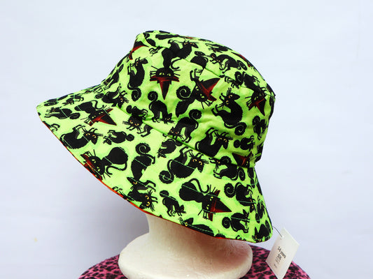 Baby / Kids Reversible Bucket Hat - black cats