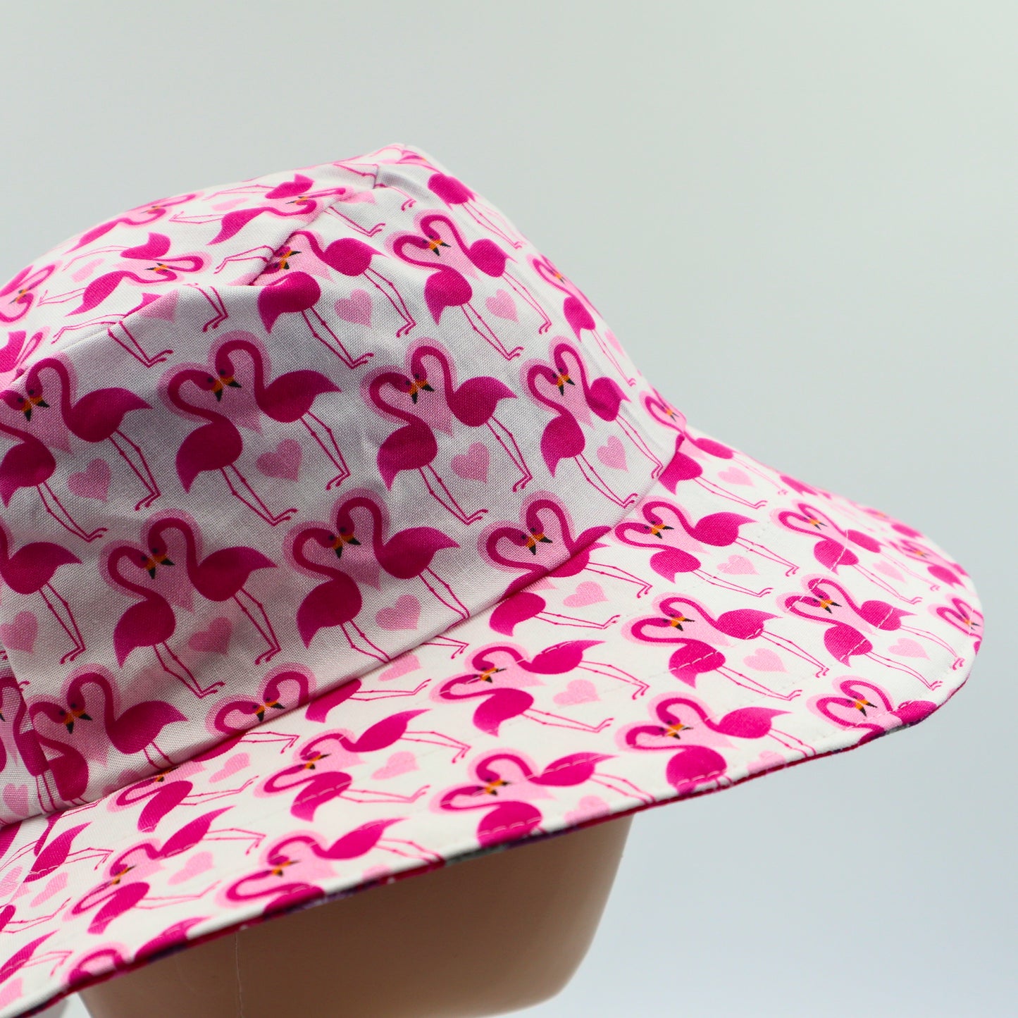 Reversible Sun Hat - Ladies & Girls sizes - flamingo / pink floral