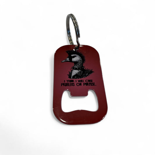 Printed Bottle Opener Keyring - Punk duck