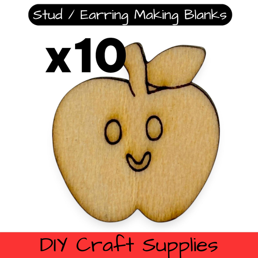 Wooden Teacher Earring Blanks for DIY Jewellery Making, Scrapbooking - Studs - 10pc Laser Cut Set