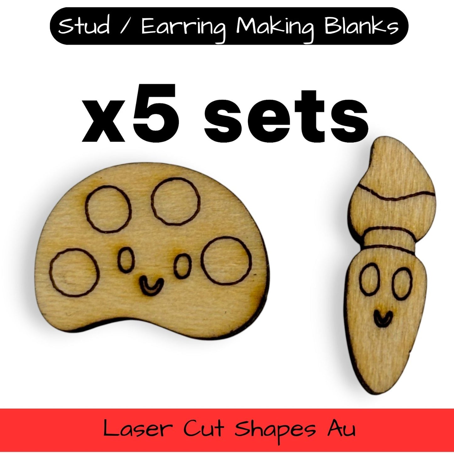Wooden Teacher Earring Blanks for DIY Jewellery Making - Studs - 10pc Laser Cut Set
