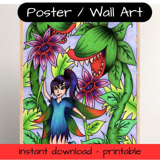 Printable kids wall art - fairy garden