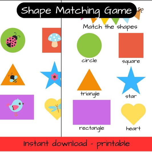Printable Woodland Animal activity sheets - Match the shapes