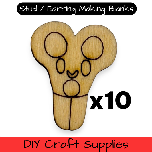 Wooden Teacher Earring Blanks for DIY Jewellery Making, Scrapbooking - Studs - 10pc Laser Cut Set