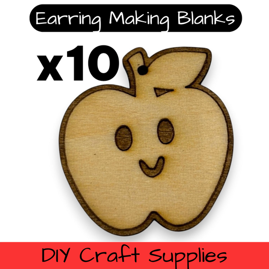 Wooden Teacher Earring Blanks for DIY Jewellery Making, dangles - 10pc Laser Cut Pieces