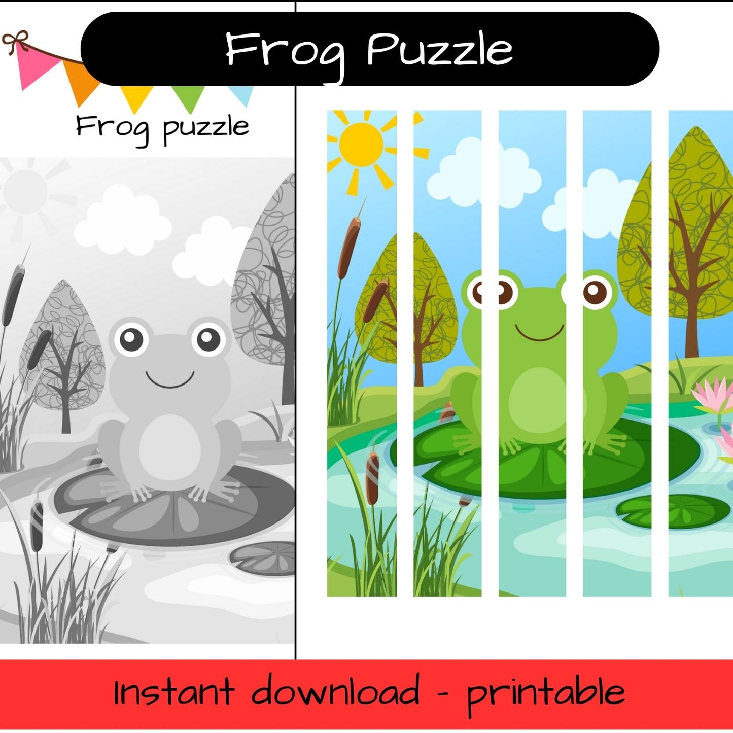 Printable Woodland Animal activity sheets - Frog puzzle