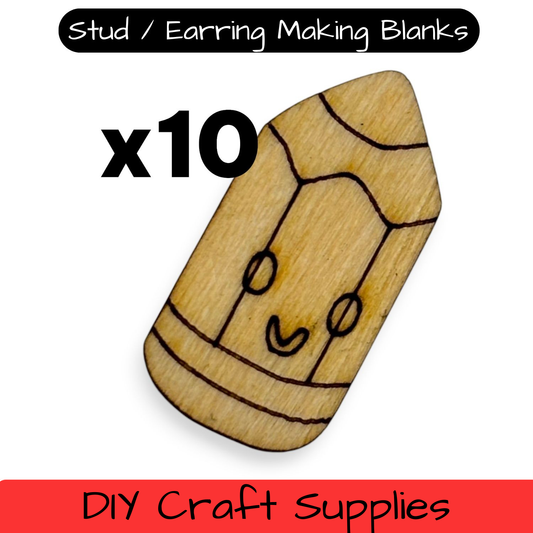 Wooden Teacher Earring Blanks for DIY Jewellery Making, Scrapbooking - Studs - 10pc Laser Cut Set