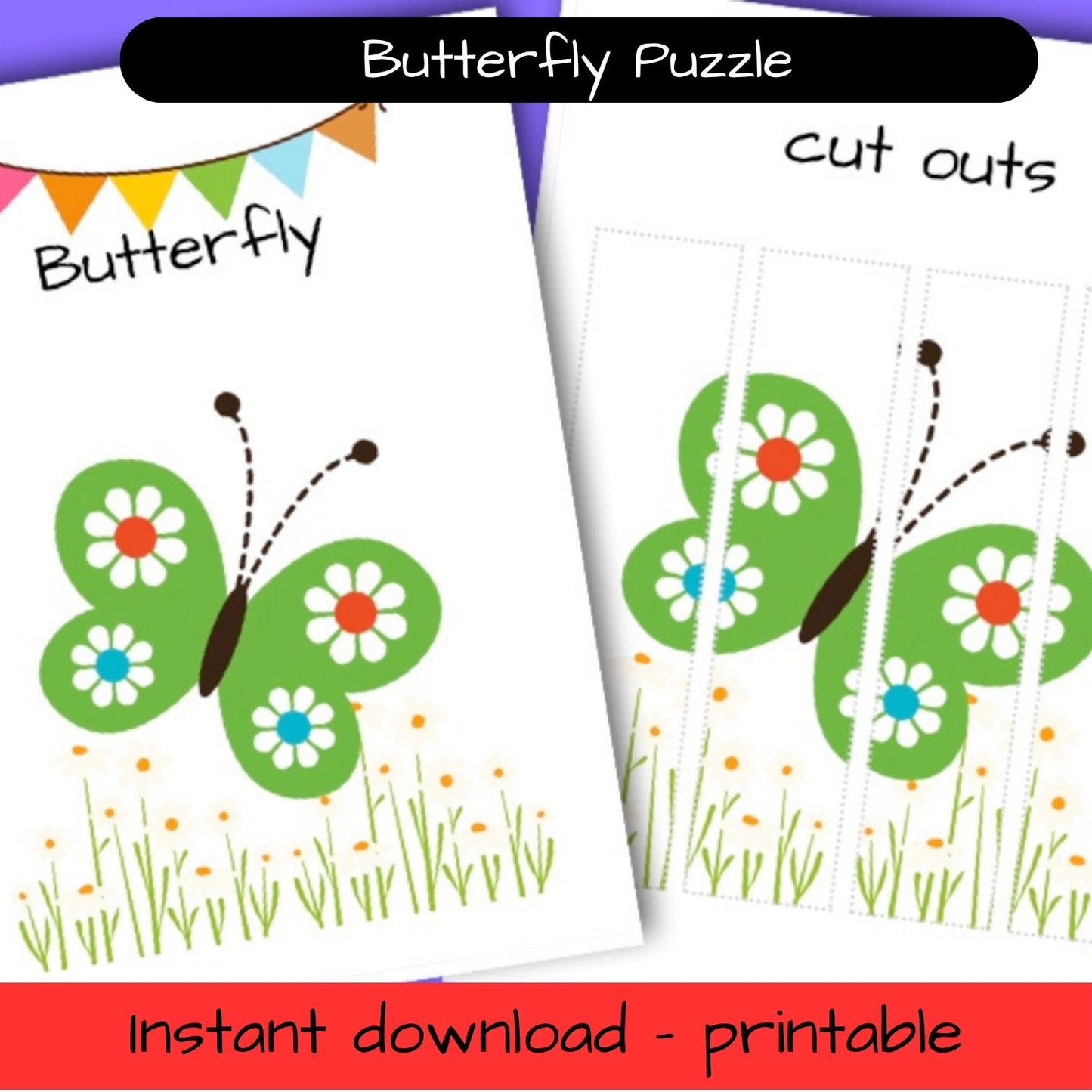 Printable Woodland activity sheet - Butterfly puzzle