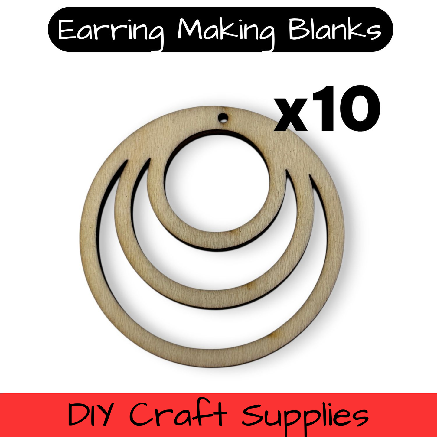 Wooden Earring Blanks for DIY Jewellery Making, dangles - 10pc Laser Cut Pieces