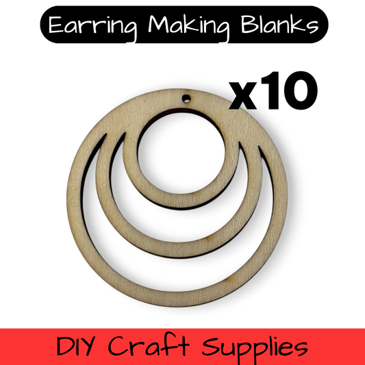 Wooden Earring Blanks for DIY Jewellery Making, dangles - 10pc Laser Cut Pieces