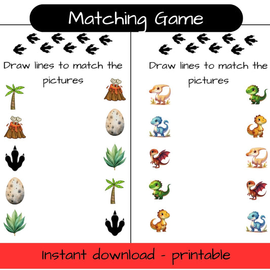 Printable Dinosaur activity sheets - matching game