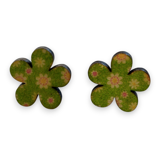 Retro wooden earrings  / studs