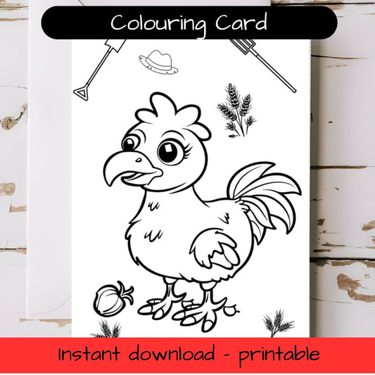 Chicken - Farm animal greeting card with envelope - printable