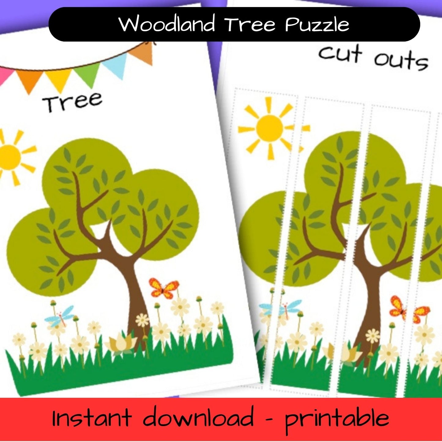 Printable Woodland activity sheet - Tree puzzle