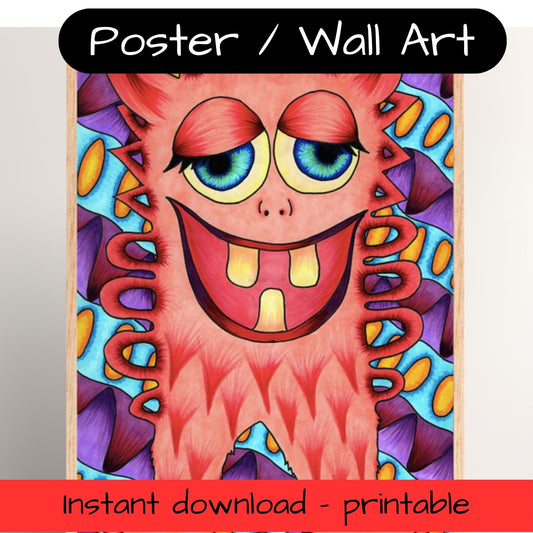 Printable kids wall art - cute monster