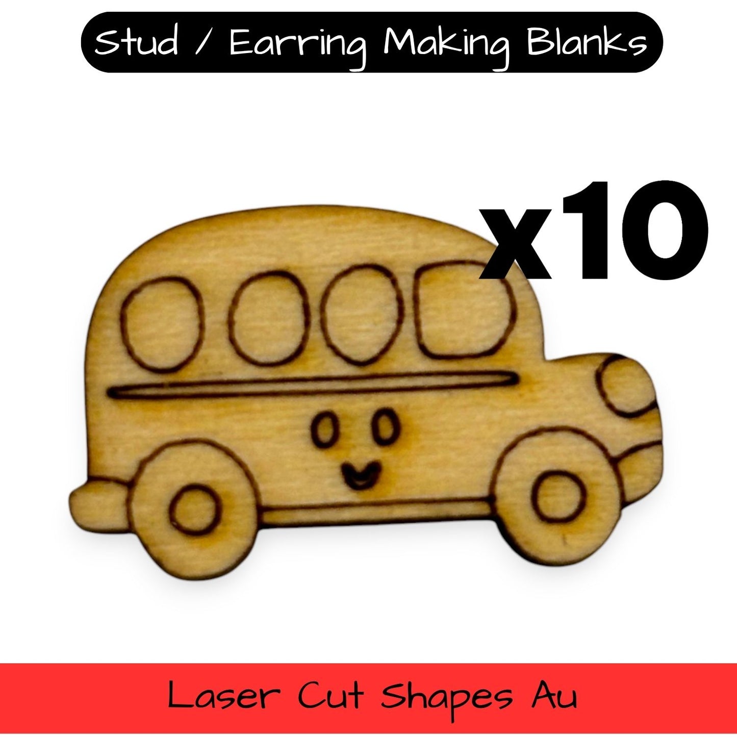 Wooden Teacher Earring Blanks for DIY Jewellery Making, Scrapbooking - Studs - 10pc Laser Cut Set