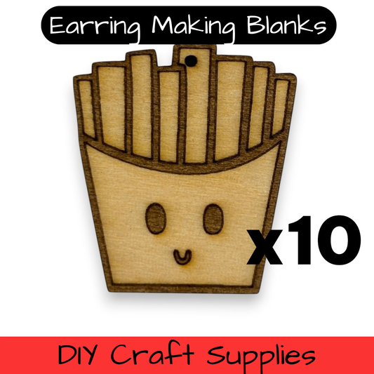 Wooden Food Earring Blanks for DIY Jewellery Making, dangles - 10pc Laser Cut Pieces