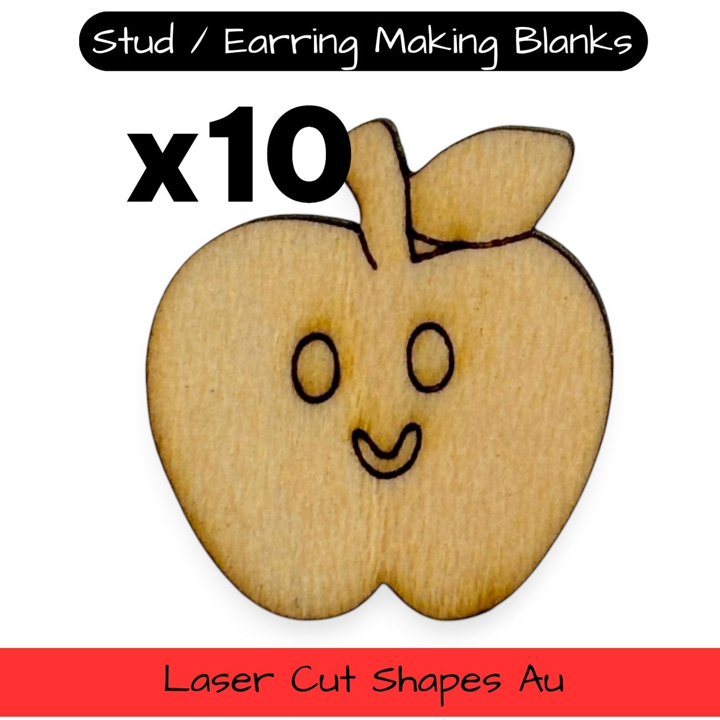 Wooden Teacher Earring Blanks for DIY Jewellery Making, Scrapbooking - Studs - 10pc Laser Cut Set