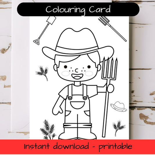 Farmer - Farm themed greeting card with envelope - printable