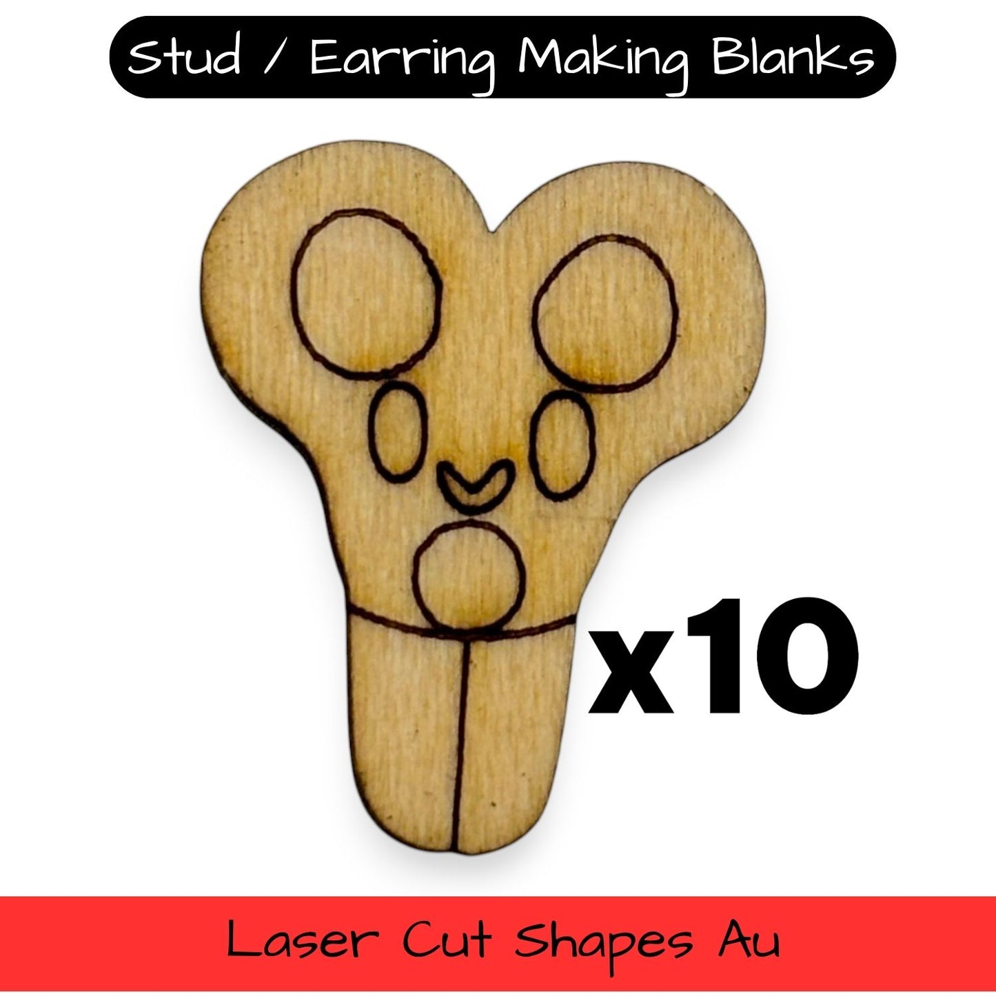 Wooden Teacher Earring Blanks for DIY Jewellery Making, Scrapbooking - Studs - 10pc Laser Cut Set