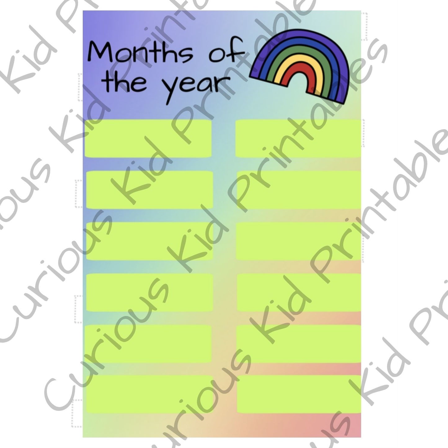 Months of the year visual calendar - classroom poster - teaching aid