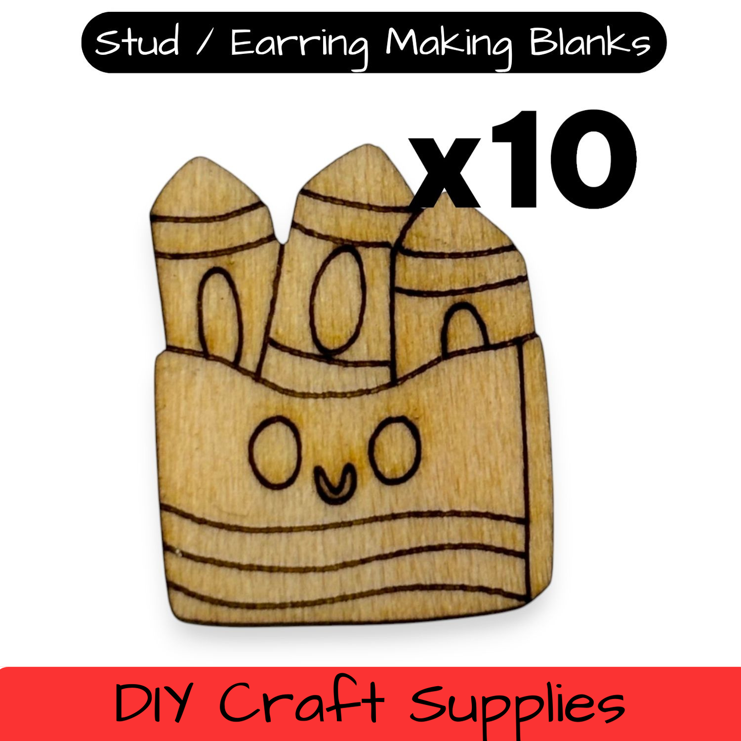 Wooden Teacher Earring Blanks for DIY Jewellery Making, Scrapbooking - Studs - 10pc Laser Cut Set