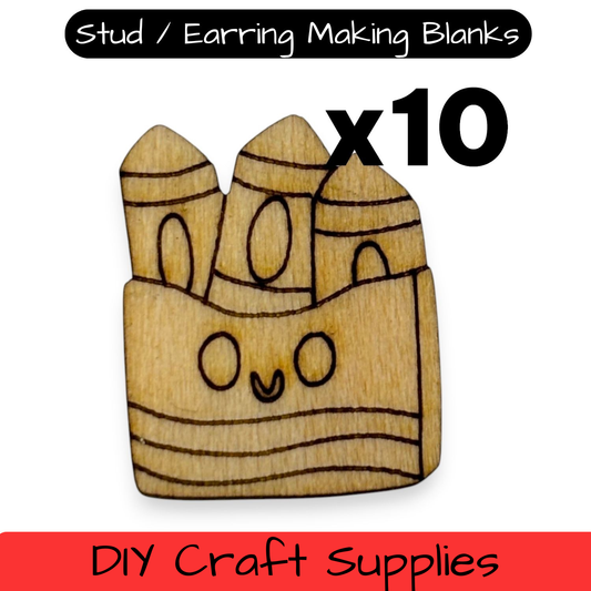 Wooden Teacher Earring Blanks for DIY Jewellery Making, Scrapbooking - Studs - 10pc Laser Cut Set