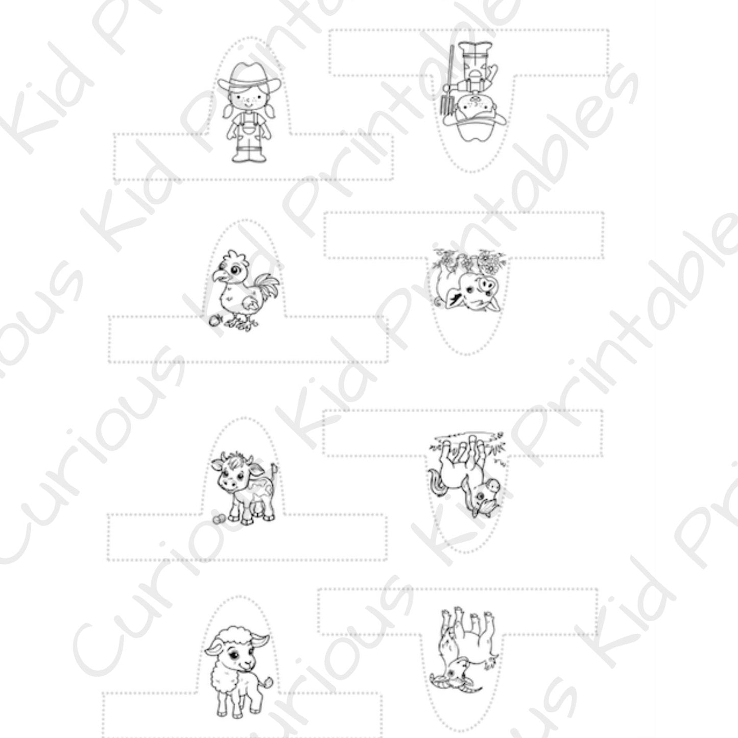 Printable Farm Animals finger puppets - colouring, pretend play