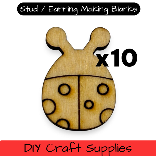 Wooden Animal Earring Blanks for DIY Jewellery Making, scrapbooking - Studs - 10pc Laser Cut Pieces