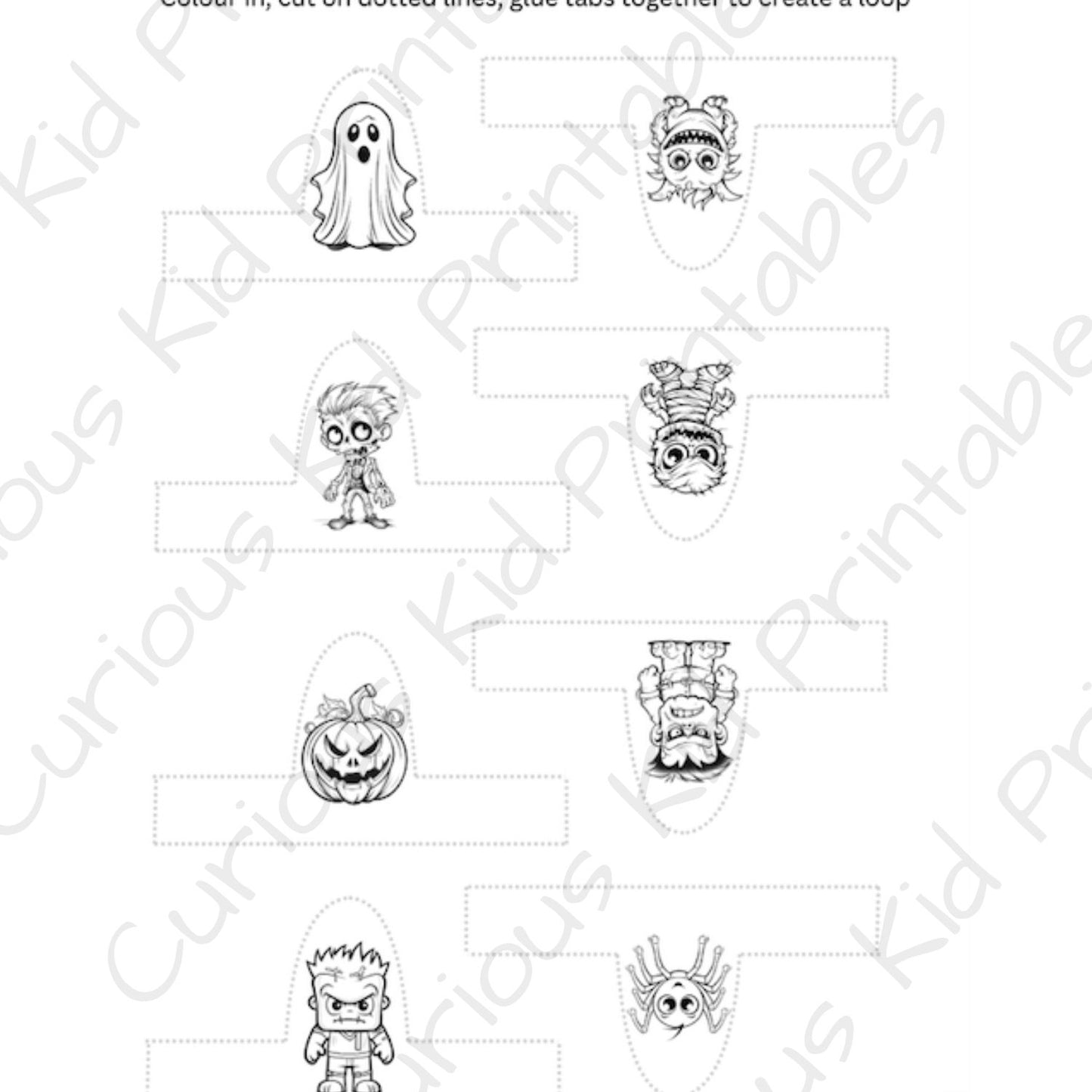 Printable Halloween finger puppets - colouring, pretend play