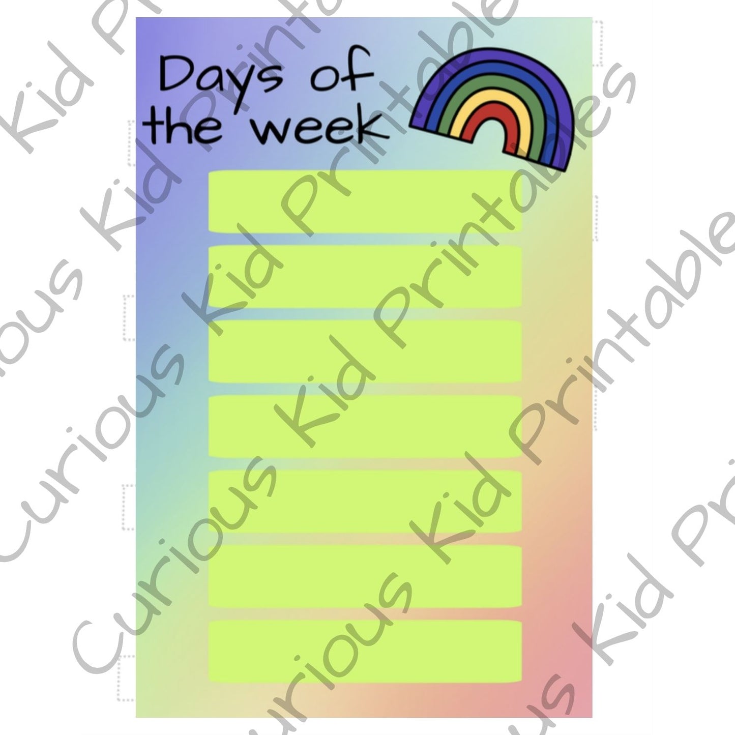 Days of the week visual calendar - classroom poster - teaching aid