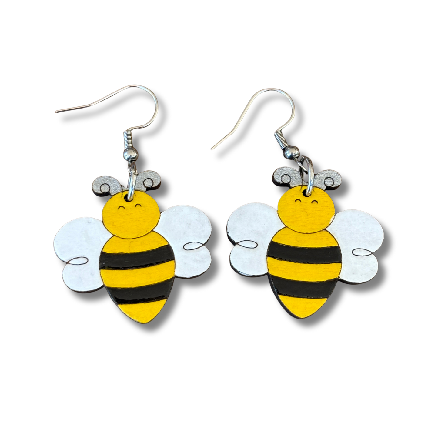 Wooden bumble bee earrings
