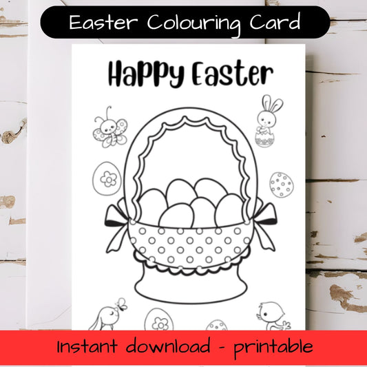 Easter greeting card with envelope- colouring in printable