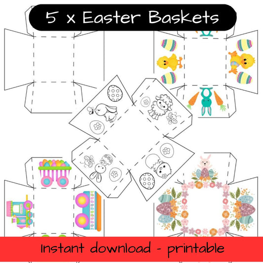 5 x Easter egg baskets - printable Easter craft