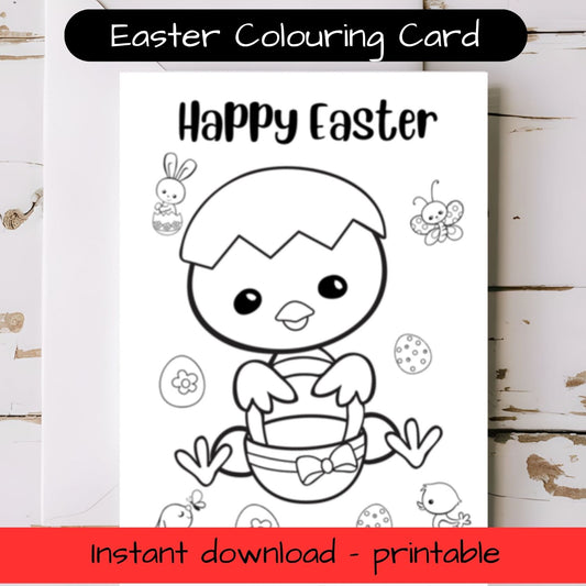 Easter greeting card with envelope- colouring in printable