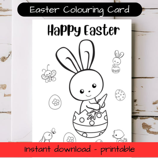 Easter greeting card with envelope- colouring in printable