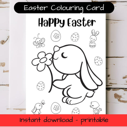 Easter greeting card with envelope- colouring in printable