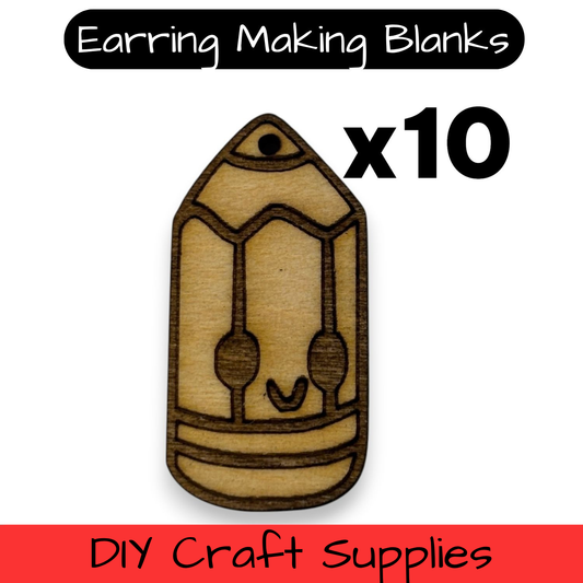 Wooden Teacher Earring Blanks for DIY Jewellery Making, dangles - 10pc Laser Cut Pieces