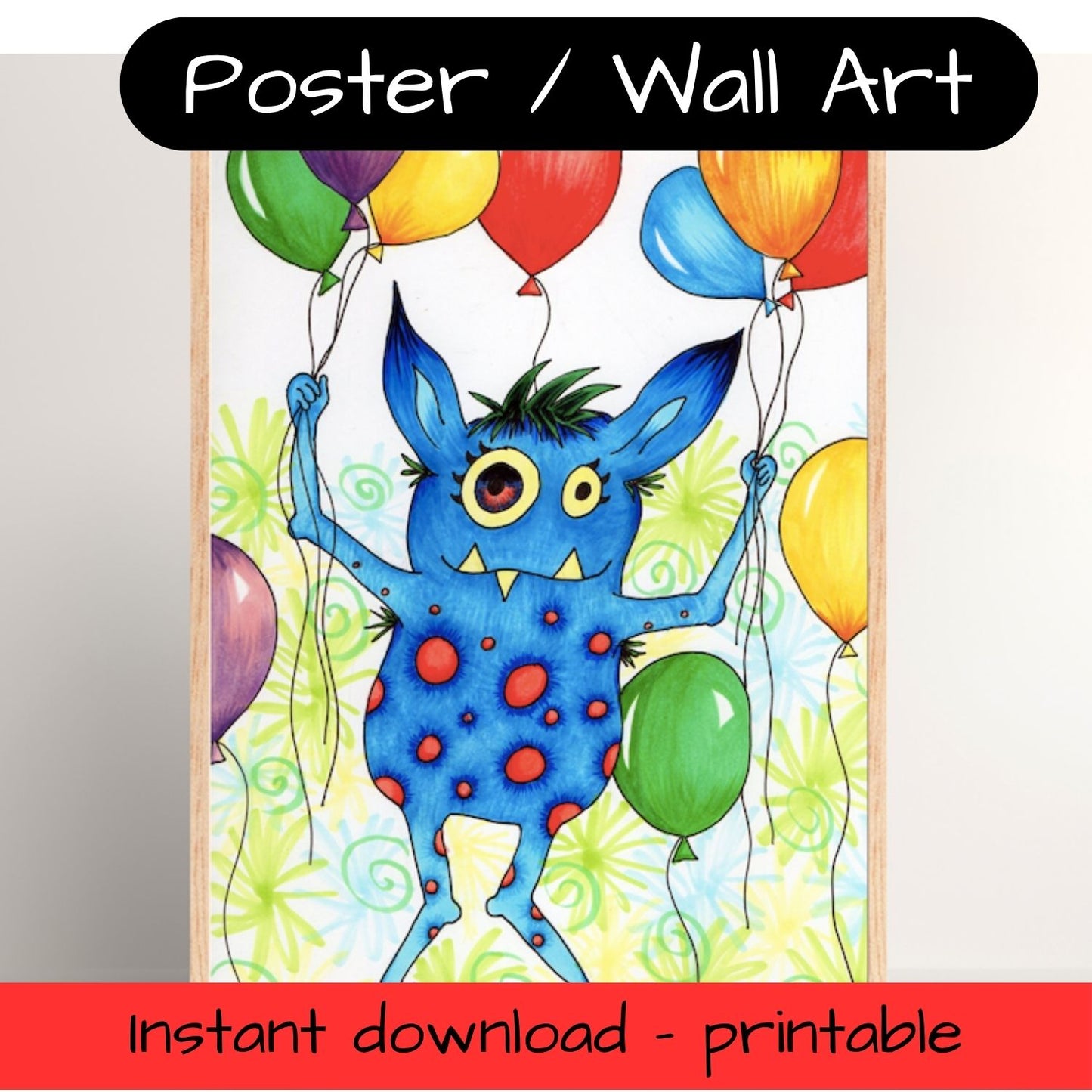 Printable kids wall art - balloon monster