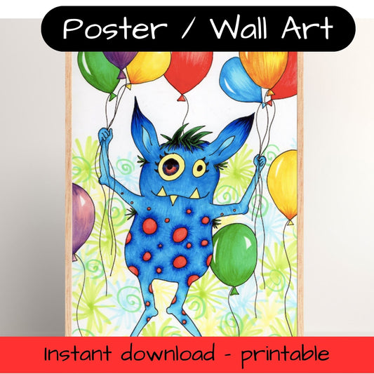 Printable kids wall art - balloon monster
