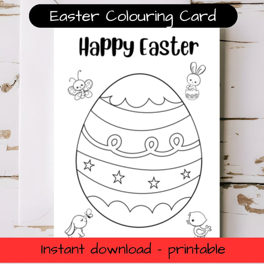 Easter greeting card with envelope- colouring in printable