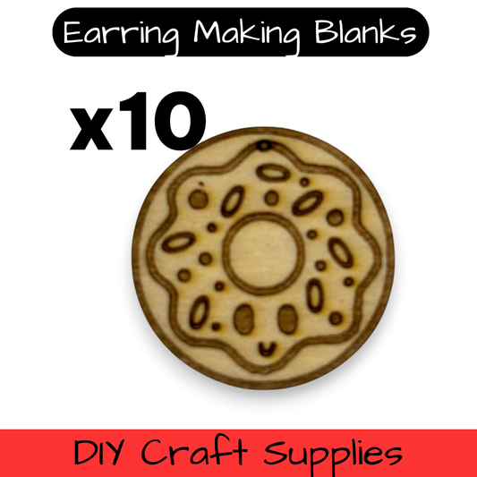 Wooden Food Earring Blanks for DIY Jewellery Making, dangles - 10pc Laser Cut Pieces
