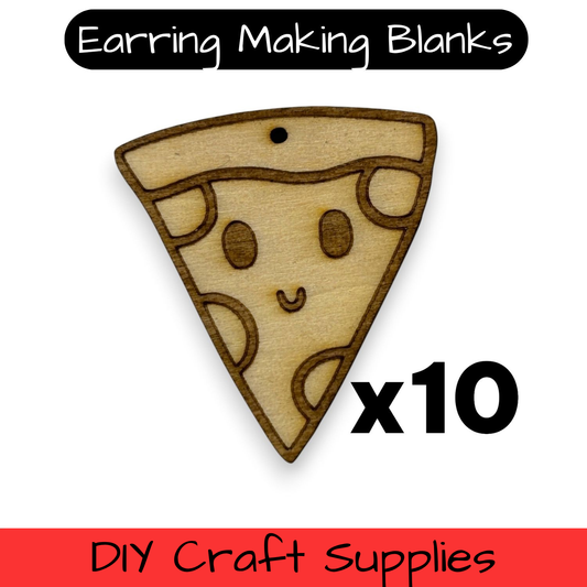 Wooden Food Earring Blanks for DIY Jewellery Making, dangles - 10pc Laser Cut Pieces