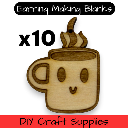 Wooden Food Earring Blanks for DIY Jewellery Making, dangles - 10pc Laser Cut Pieces