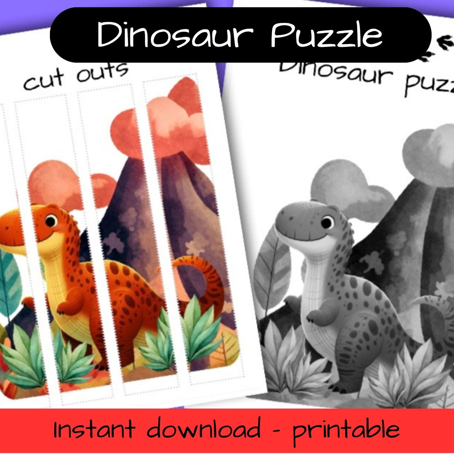 Printable Dinosaur activity sheets - puzzle