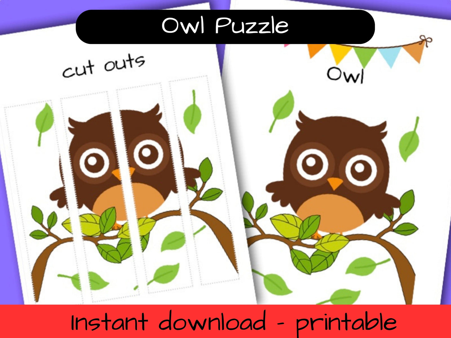 Printable Woodland activity sheet - Owl puzzle