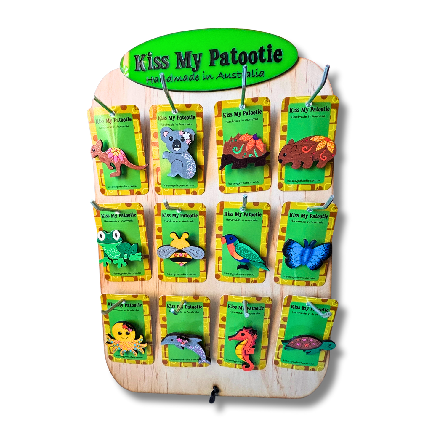 Australian animal brooches wholesale starter pack - 36 x brooches & Free display stand