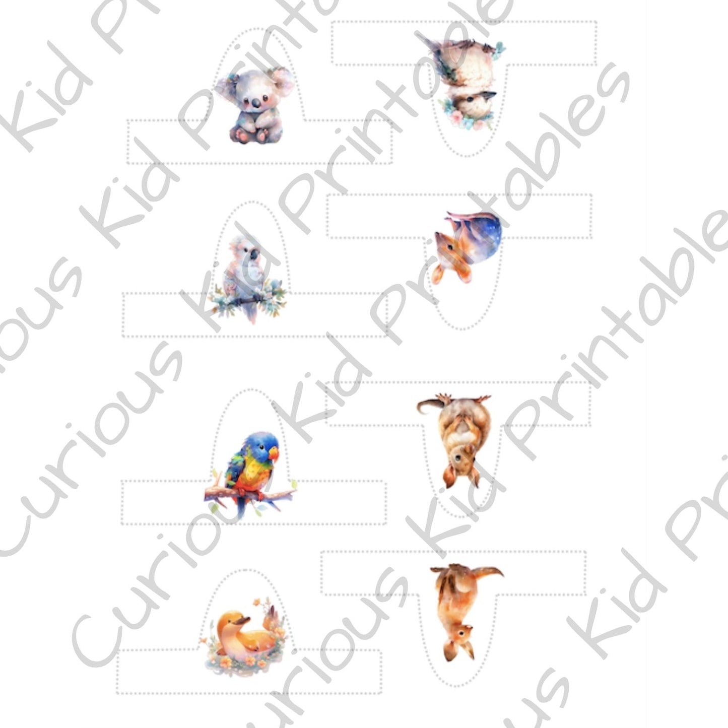 Printable Australian animal finger puppets - pretend play