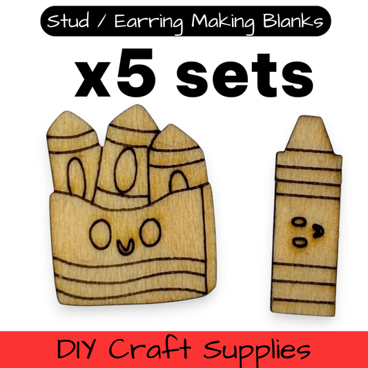 Wooden Teacher Earring Blanks for DIY Jewellery Making, Scrapbooking - Studs - 10pc Laser Cut Set