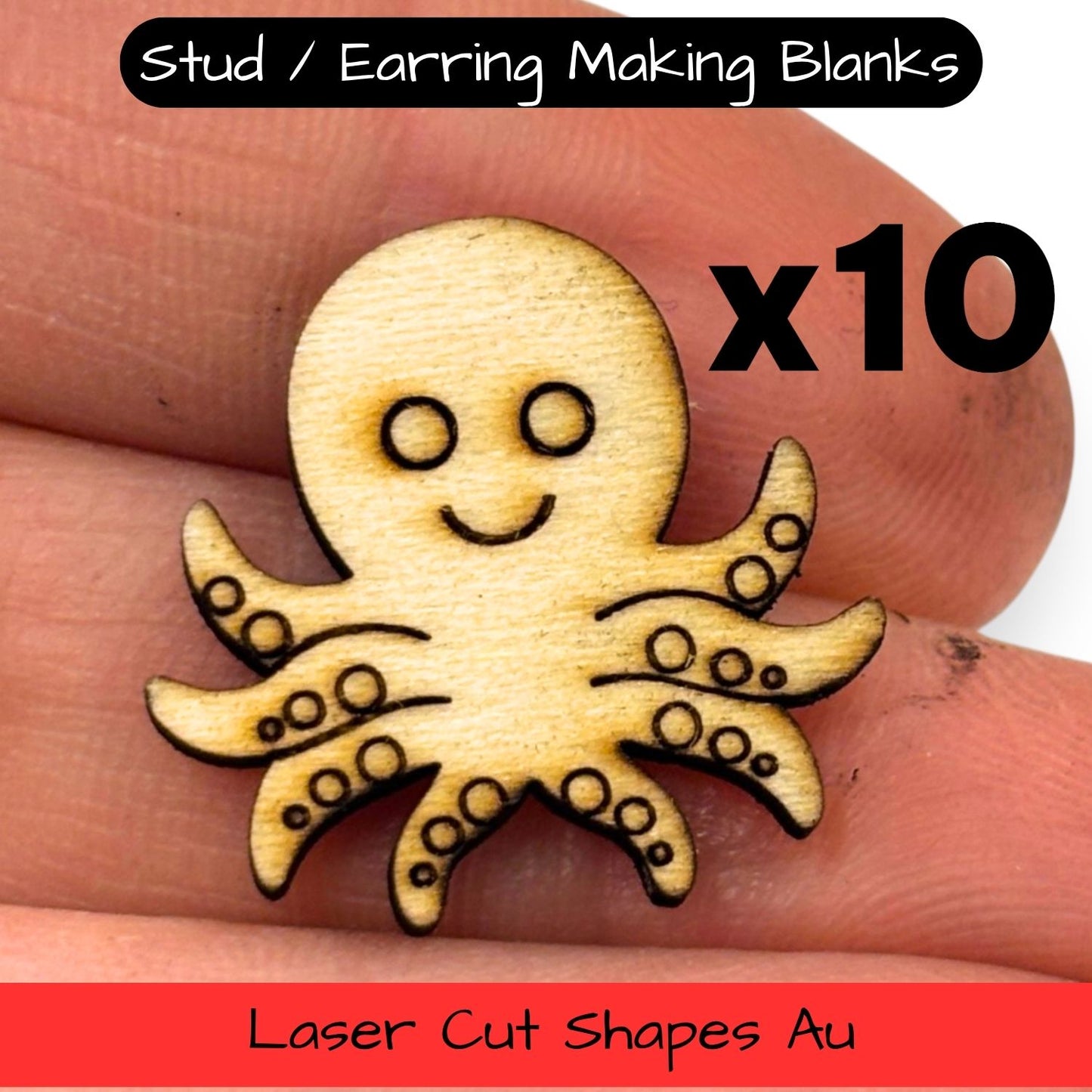 Wooden Animal Earring Blanks for DIY Jewellery Making, scrapbooking - Studs - 10pc Laser Cut Set